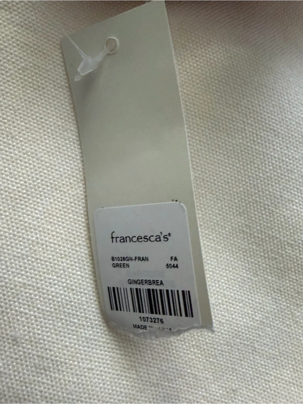 NWT Francesca's Collections Cream Holiday Icon Canvas Tote with Red Handles